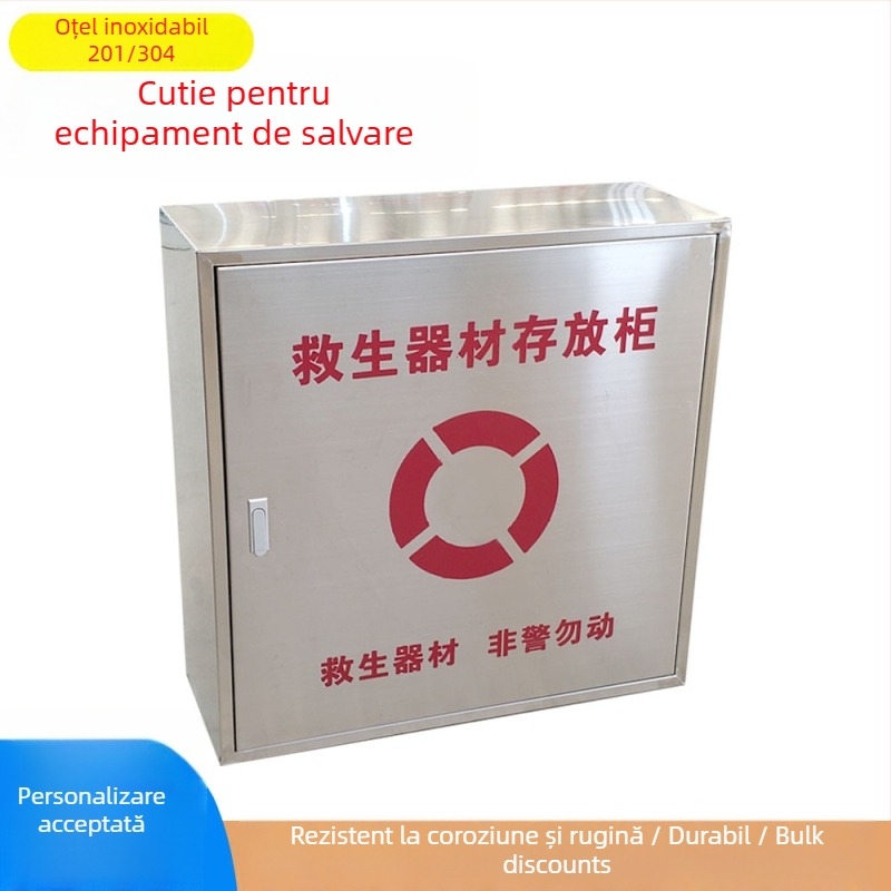 Dulap din oțel inoxidabil pentru echipamente de salvare — Rain spring, model Yq-life-saving equipment box — destinat stocării vestelor de salvare și colacelor de înot
