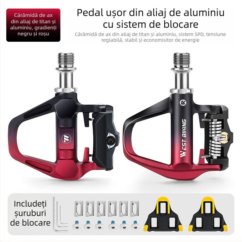 Pedale West Rider cu SPD pentru biciclete de șosea, aliaj de aluminiu, model Yp0802144