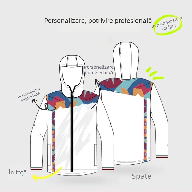 Set trening unisex cu imprimeu digital, glugă, mâneci lungi, geacă și pantaloni, 100% poliester, pentru iarnă, primăvară și toamnă