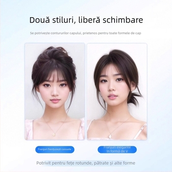 Perucă din păr uman real pentru femei, lungime scurtă, breton drept scurt, breton în stil franțuzesc, acoperă părul alb de pe creștet, aspect pufoasă natural, poate fi vopsită sau permată