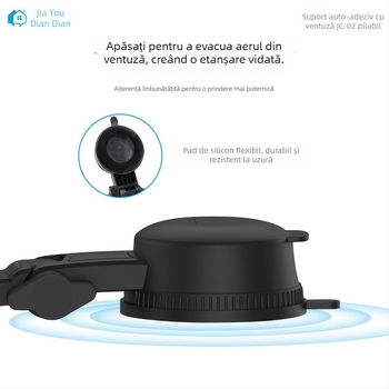 Suport pentru telefon auto, Universal; plastic; ventuză telescopică detașabilă; JC-02