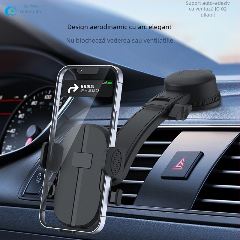 Suport pentru telefon auto, Universal; plastic; ventuză telescopică detașabilă; JC-02