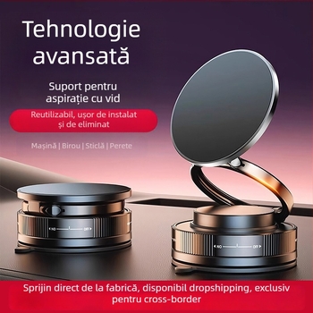 Suport pentru telefon auto cu rotație la 360° și aspirație prin vid — pliabil, universal
