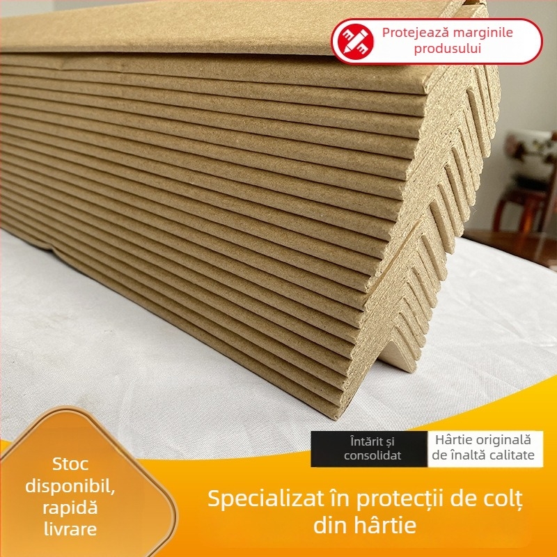 Meridians protecție colț din hârtie în formă de L, hârtie Kraft + hârtie tub tifon, presare, fără logo imprimat, bandă de protecție anti-coliziune îngroșată