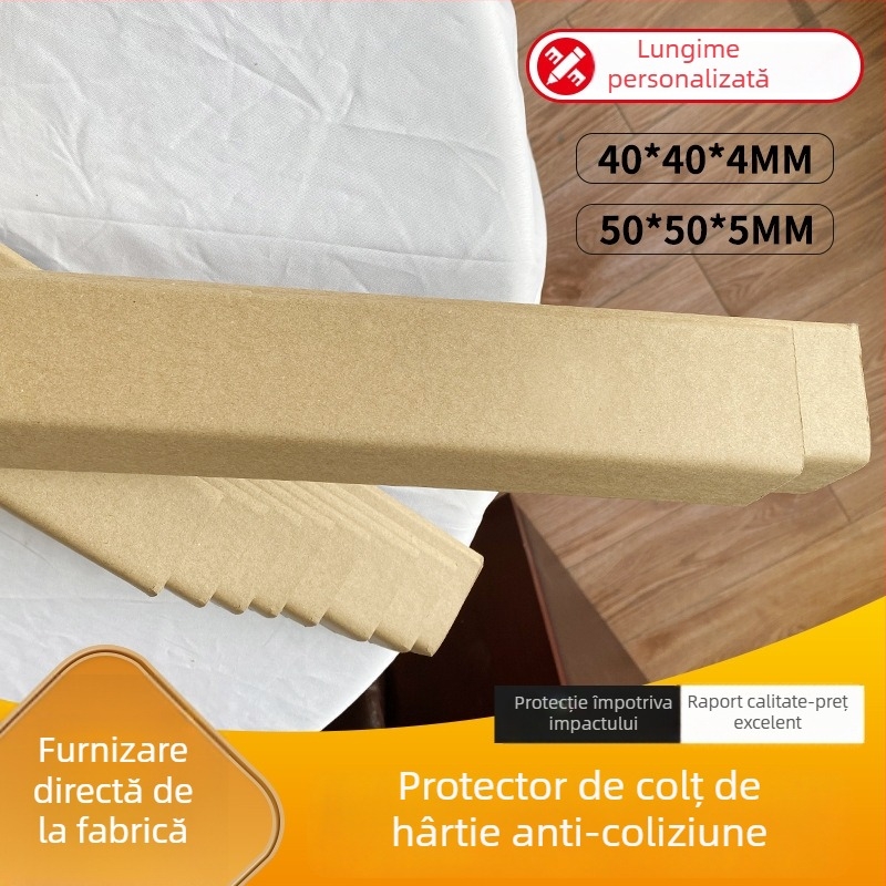 Meridians protecție colț din hârtie în formă de L, hârtie Kraft + hârtie tub tifon, presare, fără logo imprimat, bandă de protecție anti-coliziune îngroșată