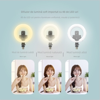 TokQi L07 Bluetooth selfie stick cu trepied și inel LED de iluminare