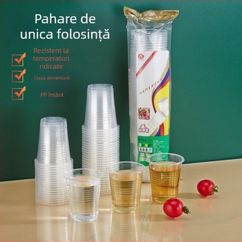 Pahar de unică folosință din PP, gros, transparent, capacitate 101-200 ml, potrivit pentru microunde, rezistent la temperaturi înalte