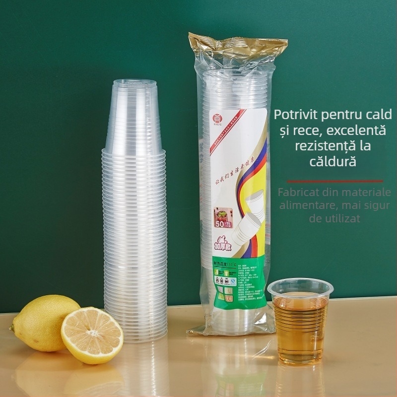 Pahar de unică folosință din PP, gros, transparent, capacitate 101-200 ml, potrivit pentru microunde, rezistent la temperaturi înalte