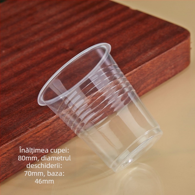 Pahar de unică folosință din PP, gros, transparent, capacitate 101-200 ml, potrivit pentru microunde, rezistent la temperaturi înalte