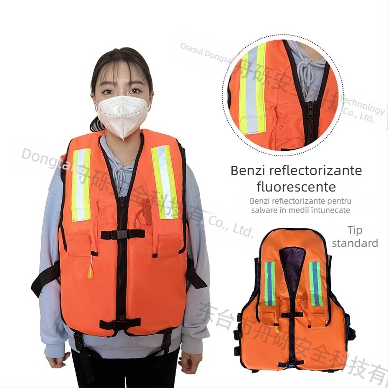 Vestă de salvare pneumatică pentru pompieri, cu camere de aer duble, plutabilitate mare, umflare manuală, versiune îmbunătățită