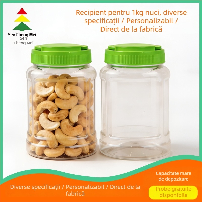 Recipient de ambalare pentru caju – plastic PET, capacitate 1 L, cu capac