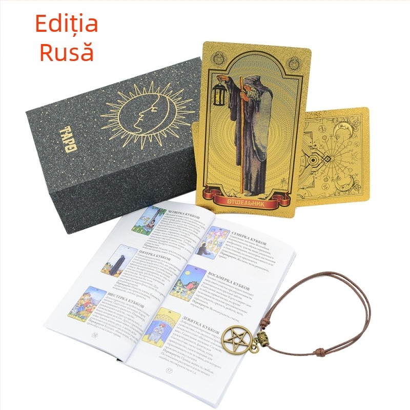 Tarot cu 78 de cărți, PVC rezistent la apă, joc de cărți de masă, pentru vârstele 7–14 și 15–35, ambalaj cutie colorată