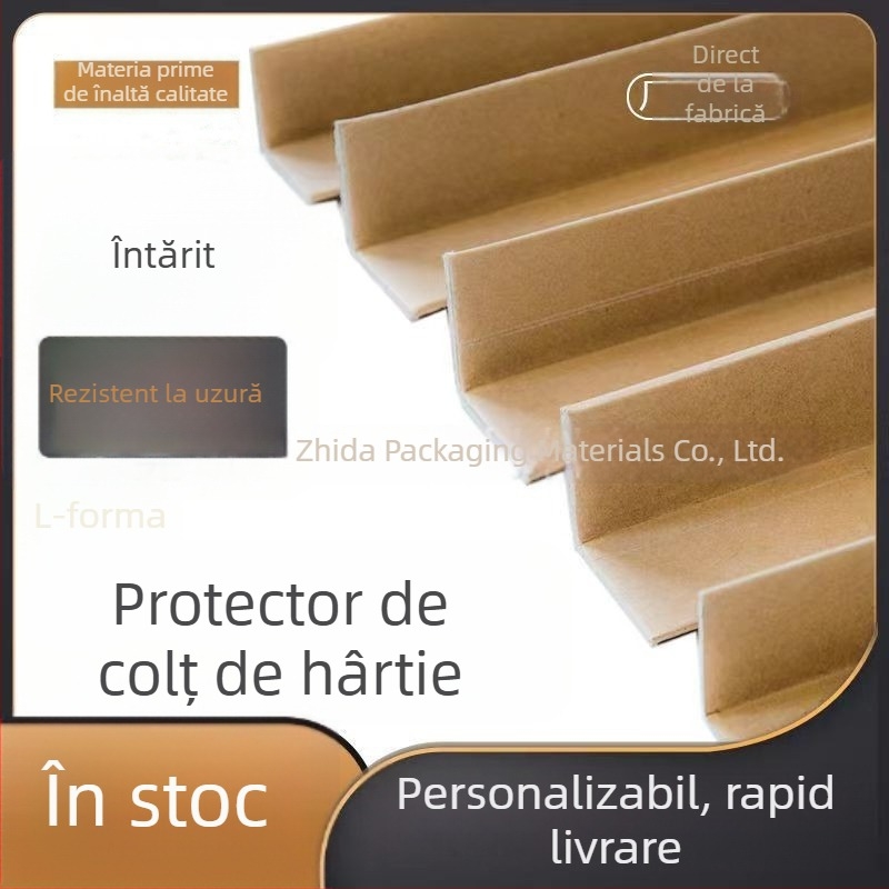 Protectie colț din hârtie de tip L, material kraft, proces de extrudare, marcă Zhida, logo tipărit