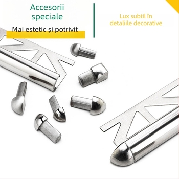 Protecție colț plăci din oțel inoxidabil 304, ESR-100, margine arc, îmbinare încastrată, stil modern minimalist