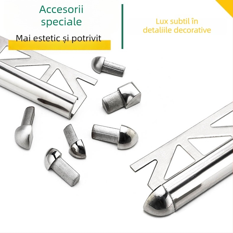 Protecție colț plăci din oțel inoxidabil 304, ESR-100, margine arc, îmbinare încastrată, stil modern minimalist