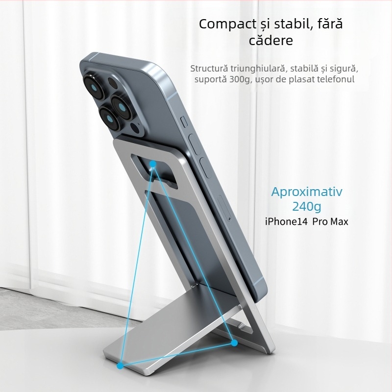 Stand de birou pliabil din aliaj de aluminiu pentru telefoane și tablete, cu garnitură din silicon