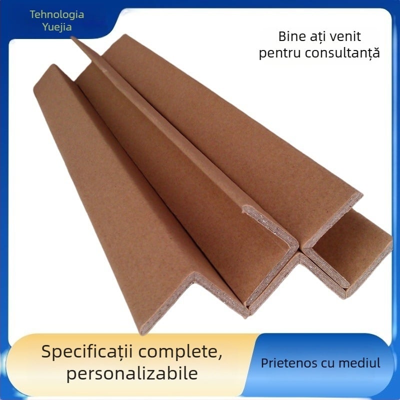 Protecție pentru colț de hârtie în formă de L, hârtie asemănătoare pielii + hârtie tub textil, extrudare, imprimare logo, Yuejia