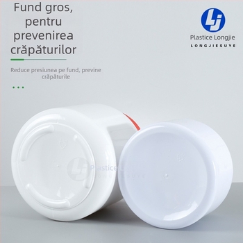 Recipient din plastic cu gură de deschidere largă pentru lapte pentru animale de companie și pulbere proteică, capacitate 500 ml sau 1000 ml, cu capac.