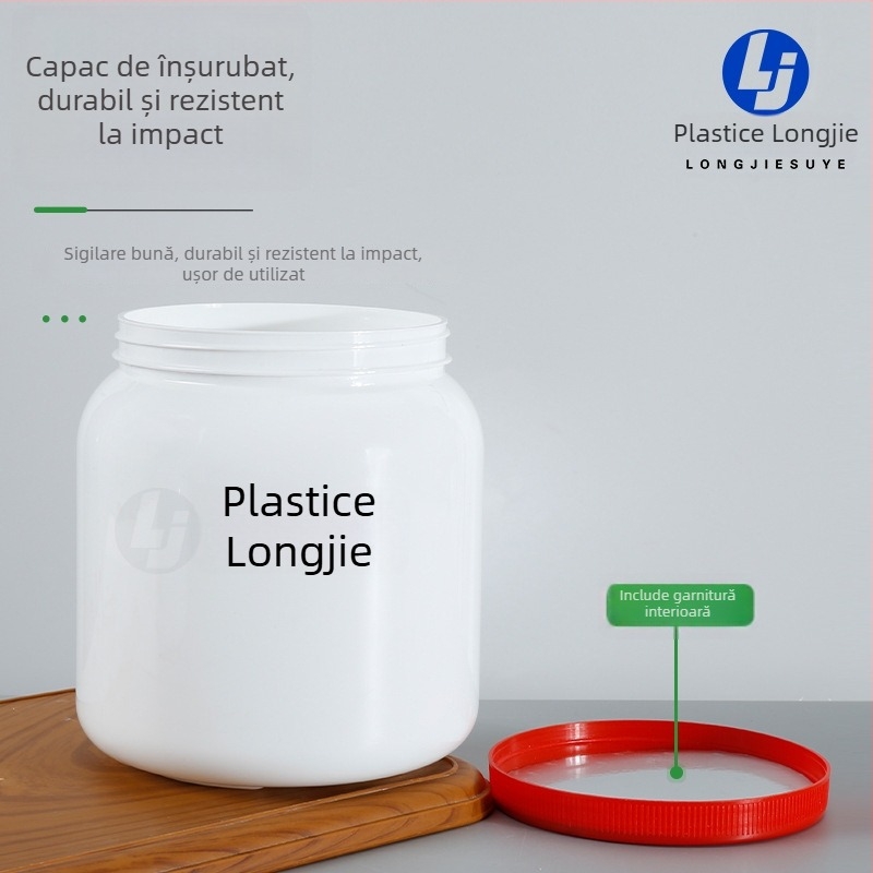 Recipient din plastic cu gură de deschidere largă pentru lapte pentru animale de companie și pulbere proteică, capacitate 500 ml sau 1000 ml, cu capac.