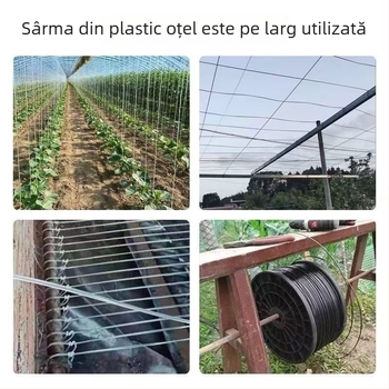 Anrui sfoară de susținere în seră pentru viță-de-vie, din PET, cu sârmă plastic-otel, pentru grădină și cultivare agricolă