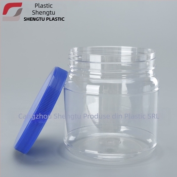 Recipient PET transparent pentru pudră de proteine, gură largă, 1000 ml, capac din plastic