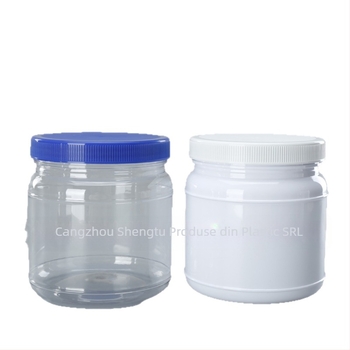 Recipient PET transparent pentru pudră de proteine, gură largă, 1000 ml, capac din plastic