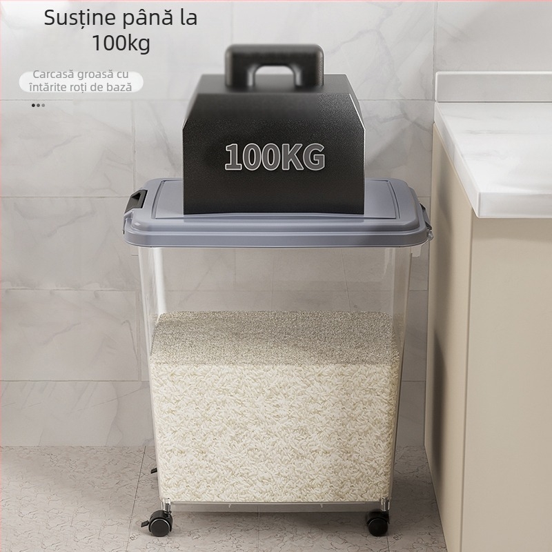Container de depozitare orez – rezistent la umezeală, sigilat, anti-insecte, din plastic, stil japonez, pentru orez, făină și paste