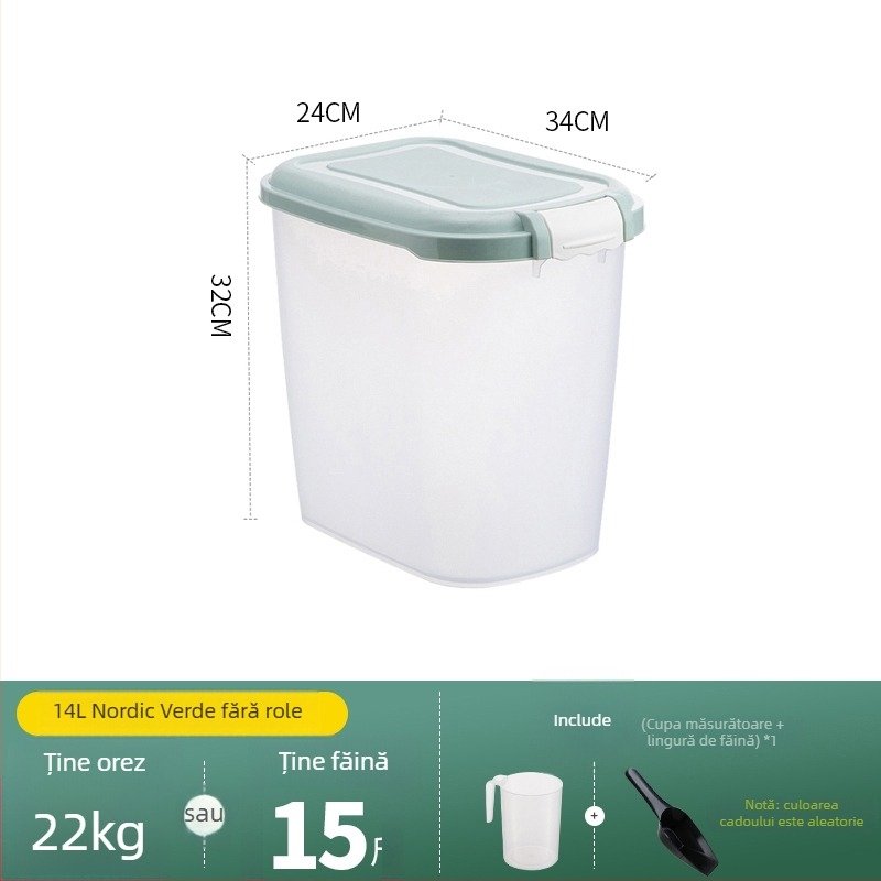 Container de depozitare orez – rezistent la umezeală, sigilat, anti-insecte, din plastic, stil japonez, pentru orez, făină și paste
