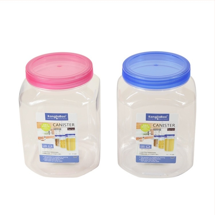 Recipient transparent din plastic, multifuncțional, cu gură largă, de calitate alimentară, rezistent la cădere, pentru cereale și gustări.