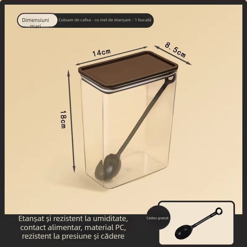 Cutie de depozitare sigilată din plastic, pătrată, stil coreean, 800–1000 ml