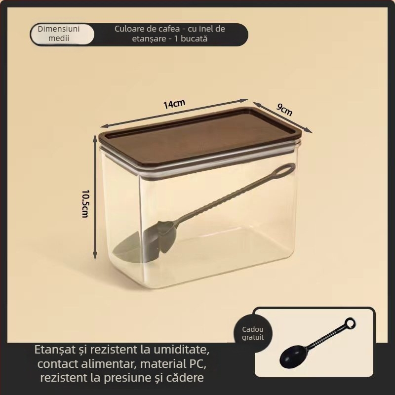 Cutie de depozitare sigilată din plastic, pătrată, stil coreean, 800–1000 ml