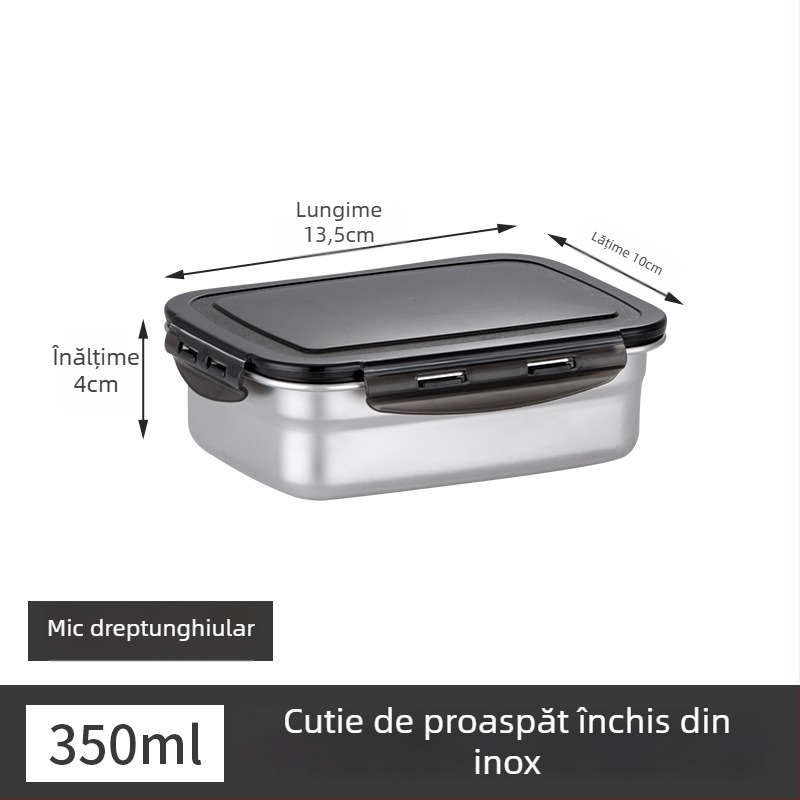 Cutie pentru prânz din oțel inoxidabil, izolaată, dreptunghiulară, etanșă cu capac, de calitate alimentară
