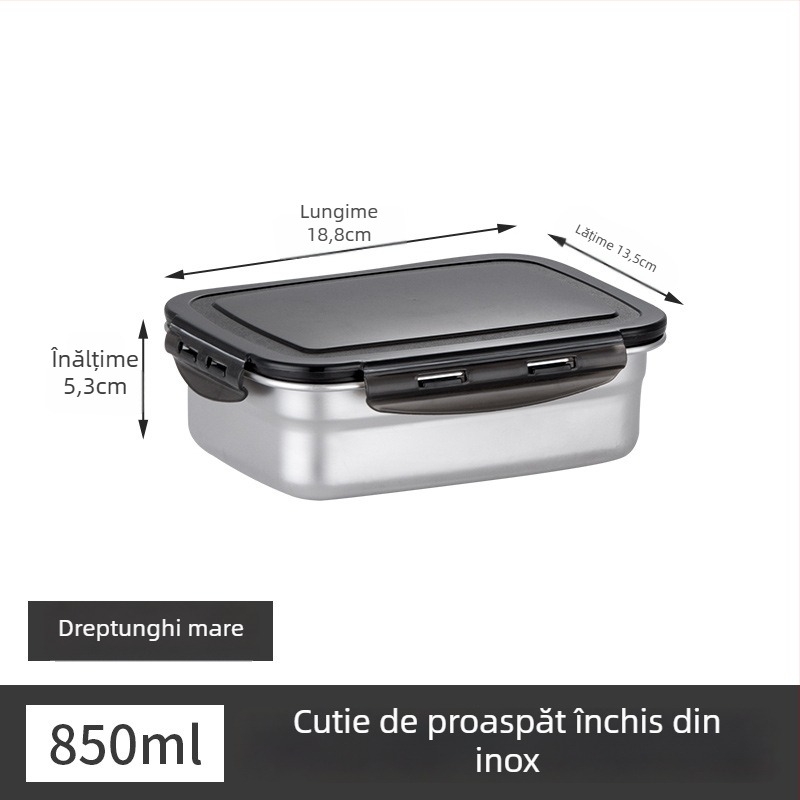 Cutie pentru prânz din oțel inoxidabil, izolaată, dreptunghiulară, etanșă cu capac, de calitate alimentară