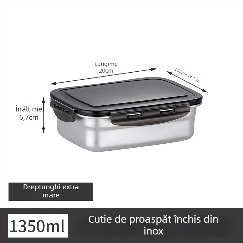 Cutie pentru prânz din oțel inoxidabil, izolaată, dreptunghiulară, etanșă cu capac, de calitate alimentară