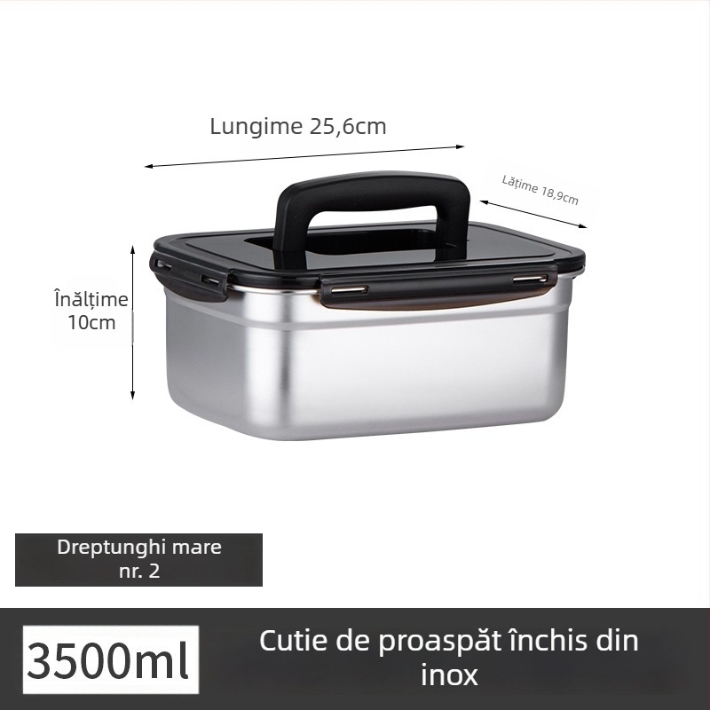 Cutie pentru prânz din oțel inoxidabil, izolaată, dreptunghiulară, etanșă cu capac, de calitate alimentară