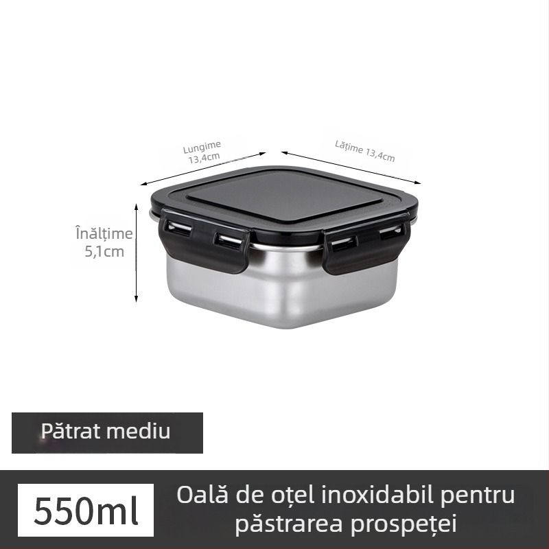 Cutie pentru prânz din oțel inoxidabil, izolaată, dreptunghiulară, etanșă cu capac, de calitate alimentară