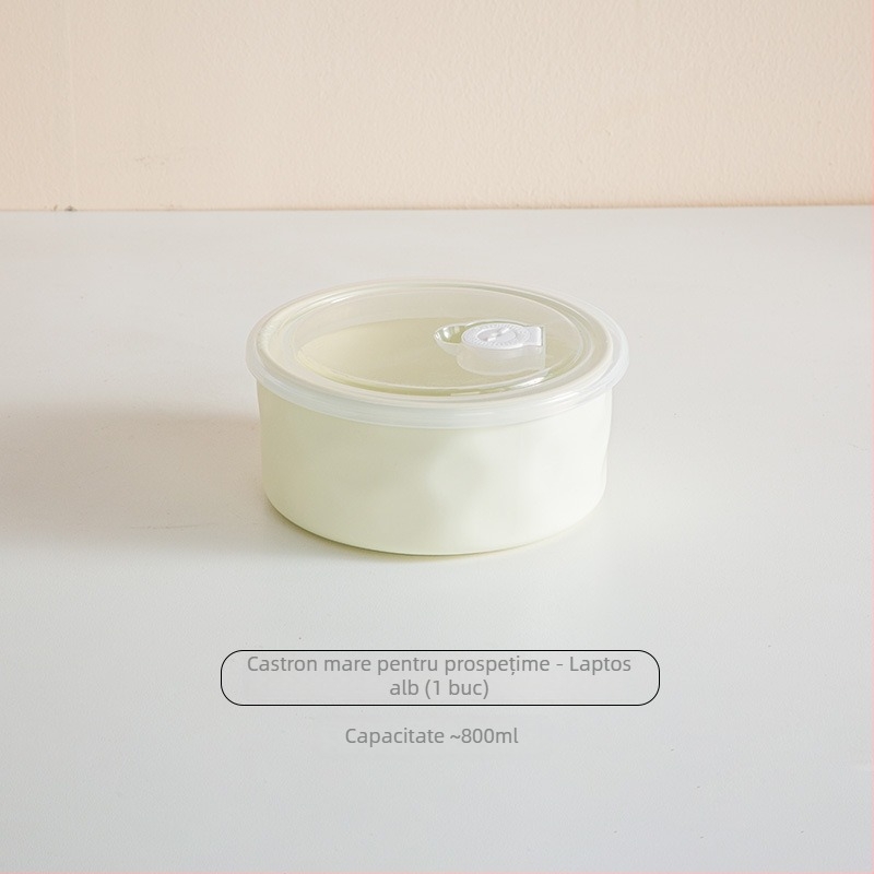Vas ceramic pentru păstrarea prospețimii cu capac, compatibil cu microunde, rotund, 301–500 ml, cutie de prânz