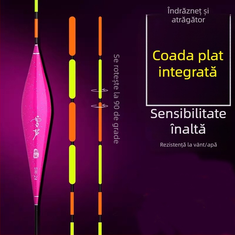 Plută de pescuit Nano cu coadă plată integrată, seria SW, sensibilitate înaltă pentru crap și caras