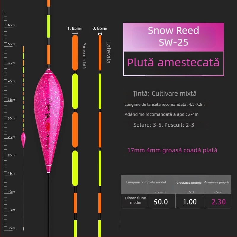 Plută de pescuit Nano cu coadă plată integrată, seria SW, sensibilitate înaltă pentru crap și caras