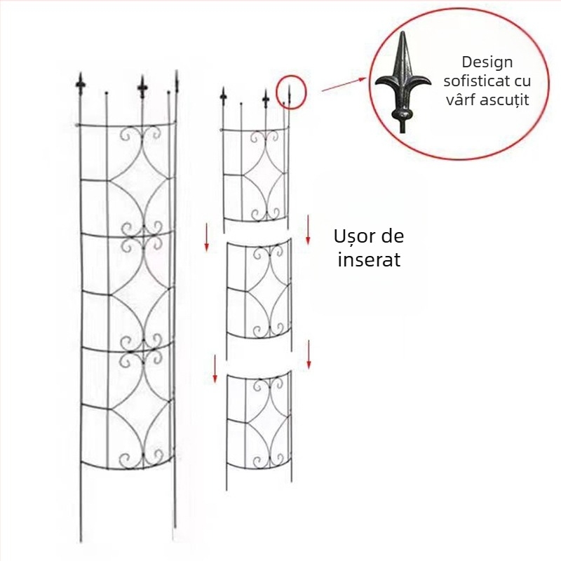 Cadru metalic pentru plante, cu coloană pentru lampă și acoperire a conductei de scurgere — suport decorativ pentru flori