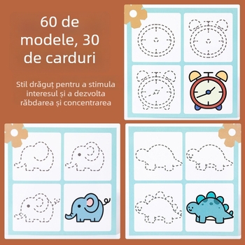 Carte de antrenament pentru controlul ținerii pixului pentru copii — desen cu simetrie, hârtie, educație timpurie, concentrare