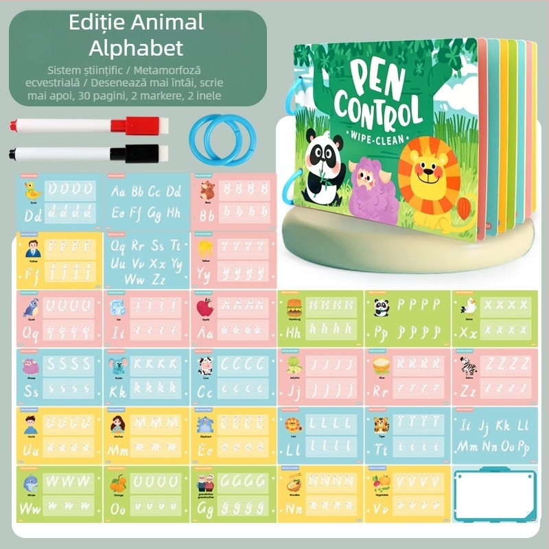 Carte de antrenament pentru controlul ținerii pixului pentru copii — desen cu simetrie, hârtie, educație timpurie, concentrare