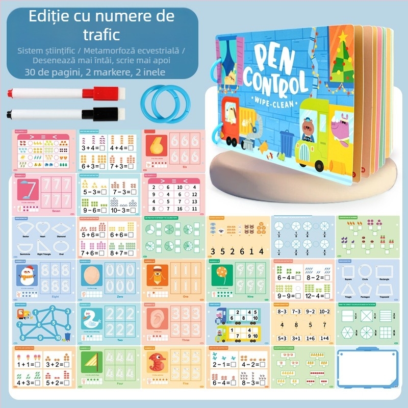 Carte de antrenament pentru controlul ținerii pixului pentru copii — desen cu simetrie, hârtie, educație timpurie, concentrare