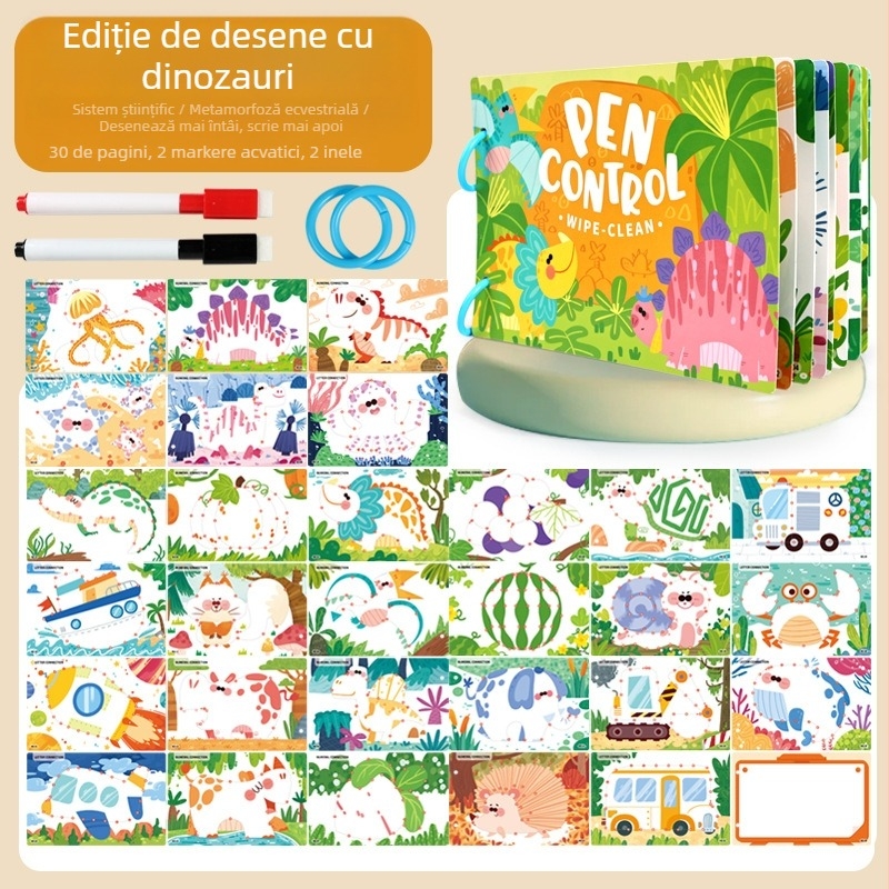 Carte de antrenament pentru controlul ținerii pixului pentru copii — desen cu simetrie, hârtie, educație timpurie, concentrare