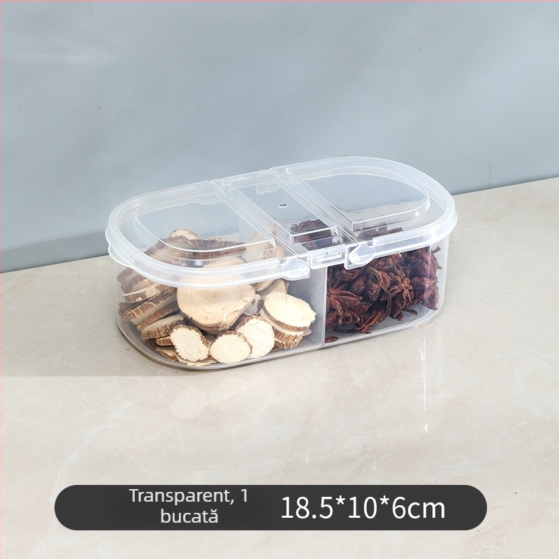 Cutie de depozitare a condimentelor de bucătărie — stackable, rotundă, 800–1000 ml, plastic, de calitate alimentară