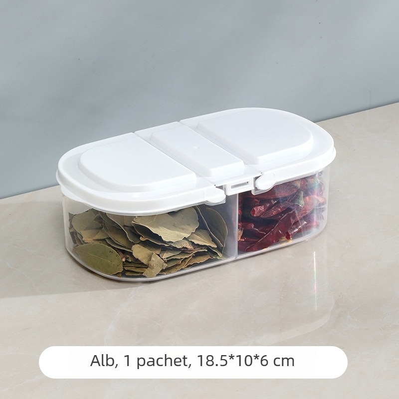 Cutie de depozitare a condimentelor de bucătărie — stackable, rotundă, 800–1000 ml, plastic, de calitate alimentară