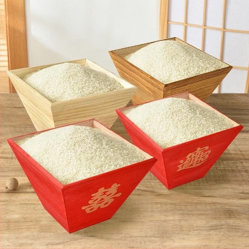 Recipient pentru orez din lemn masiv – rezistent la umezeală, controlul dăunătorilor; Material: lemn; Capacitate sub 4L; Stil: stil chinez nou