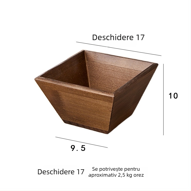 Recipient pentru orez din lemn masiv – rezistent la umezeală, controlul dăunătorilor; Material: lemn; Capacitate sub 4L; Stil: stil chinez nou