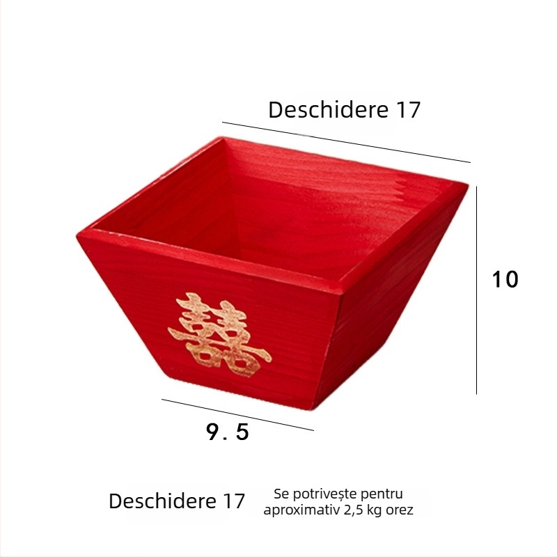 Recipient pentru orez din lemn masiv – rezistent la umezeală, controlul dăunătorilor; Material: lemn; Capacitate sub 4L; Stil: stil chinez nou