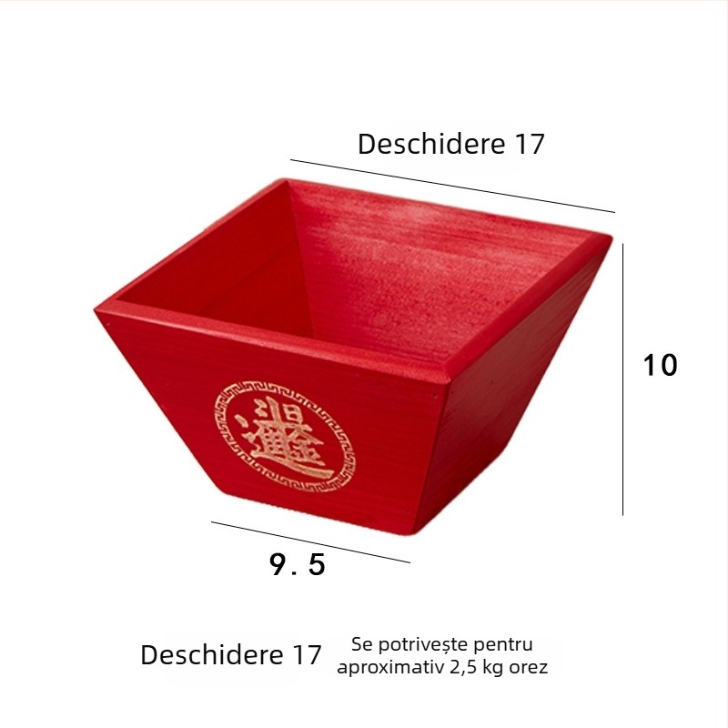 Recipient pentru orez din lemn masiv – rezistent la umezeală, controlul dăunătorilor; Material: lemn; Capacitate sub 4L; Stil: stil chinez nou